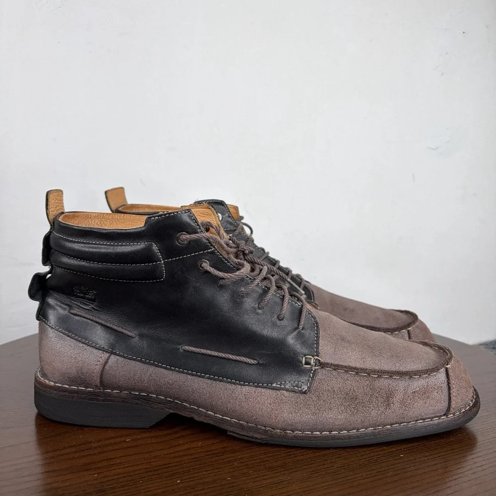 Timberland Boots Men's 12M Brown Leather Chukka Earthkeepers City Moc Toe 73173